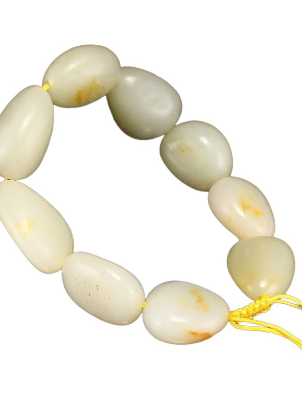Natural Hetian Jade Original Stone Pebble Bracelet w Certificate 88.74g